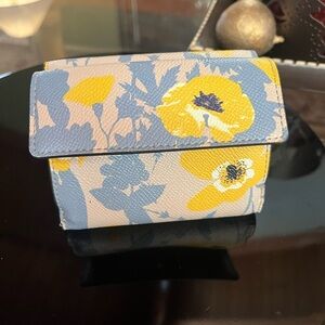 Furla Floral Wallet Coin Pocket Tri-fold Mini Leather Wallet